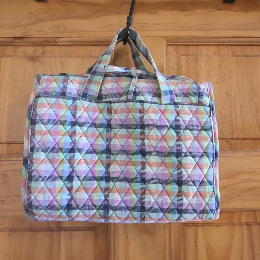 Vera Bradley Quilted Pastel Plaid Cosmetic Bag